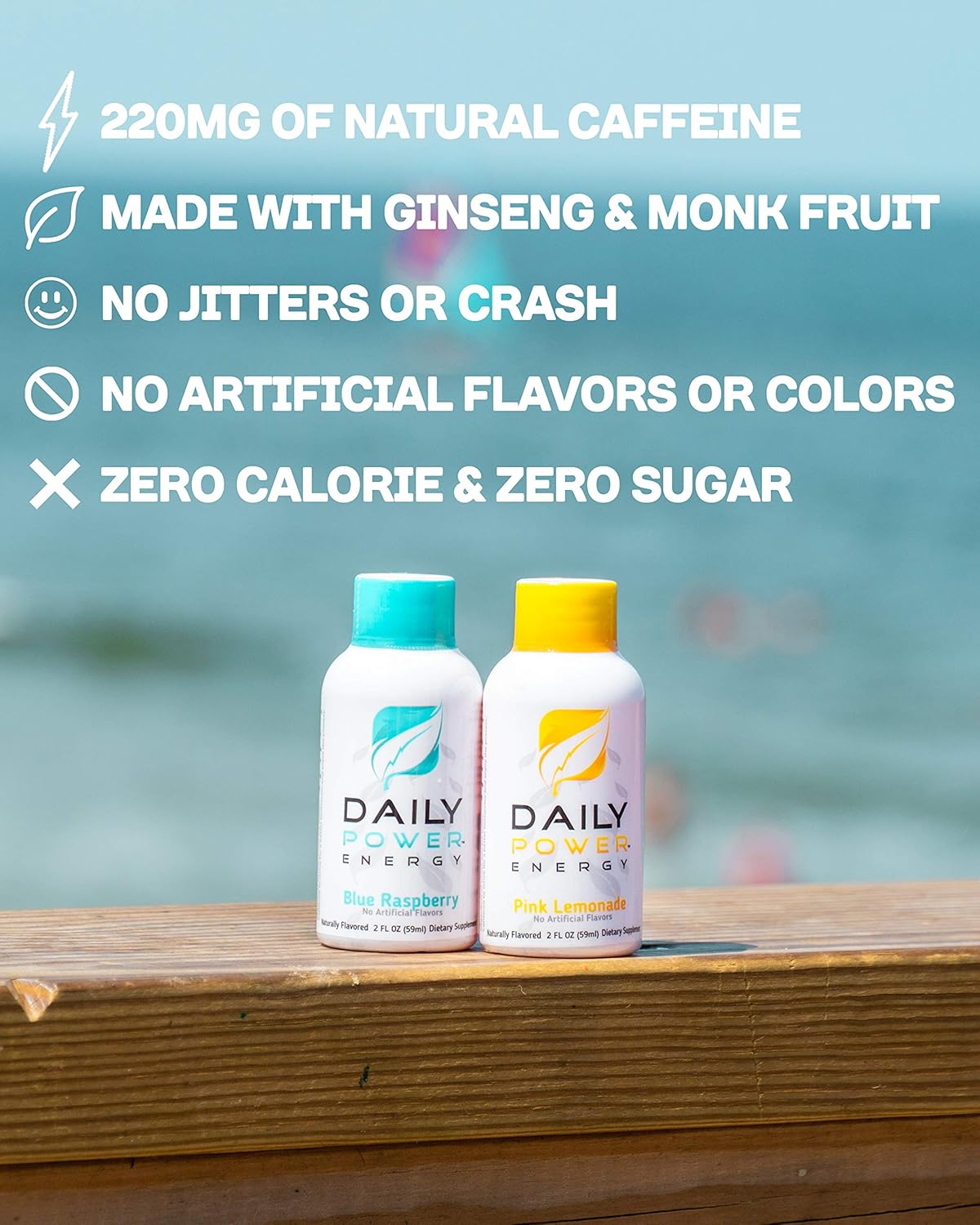 DailyPower Energy Shot - 220mg of Natural Caffeine - 12 Count (Blue Raspberry): Health & Personal Care