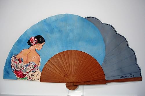 Ventaglio Spagnolo Ventaglio Dipinto A Mano Ventaglio Flamenco Ventaglio Di Legno Donna Con Mantone Amazon It Handmade