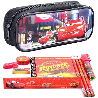 Disney Car Black Pencil Case and Stationery Set