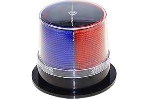 RISOON Solar Strobe Warning Safety Flashing Light/Ceiling Strobe Light, with Strong Magnetic Base Waterproof for Construction, Traffic, Factory, Crane Tower, Boat Navigation (New Red+Blue)