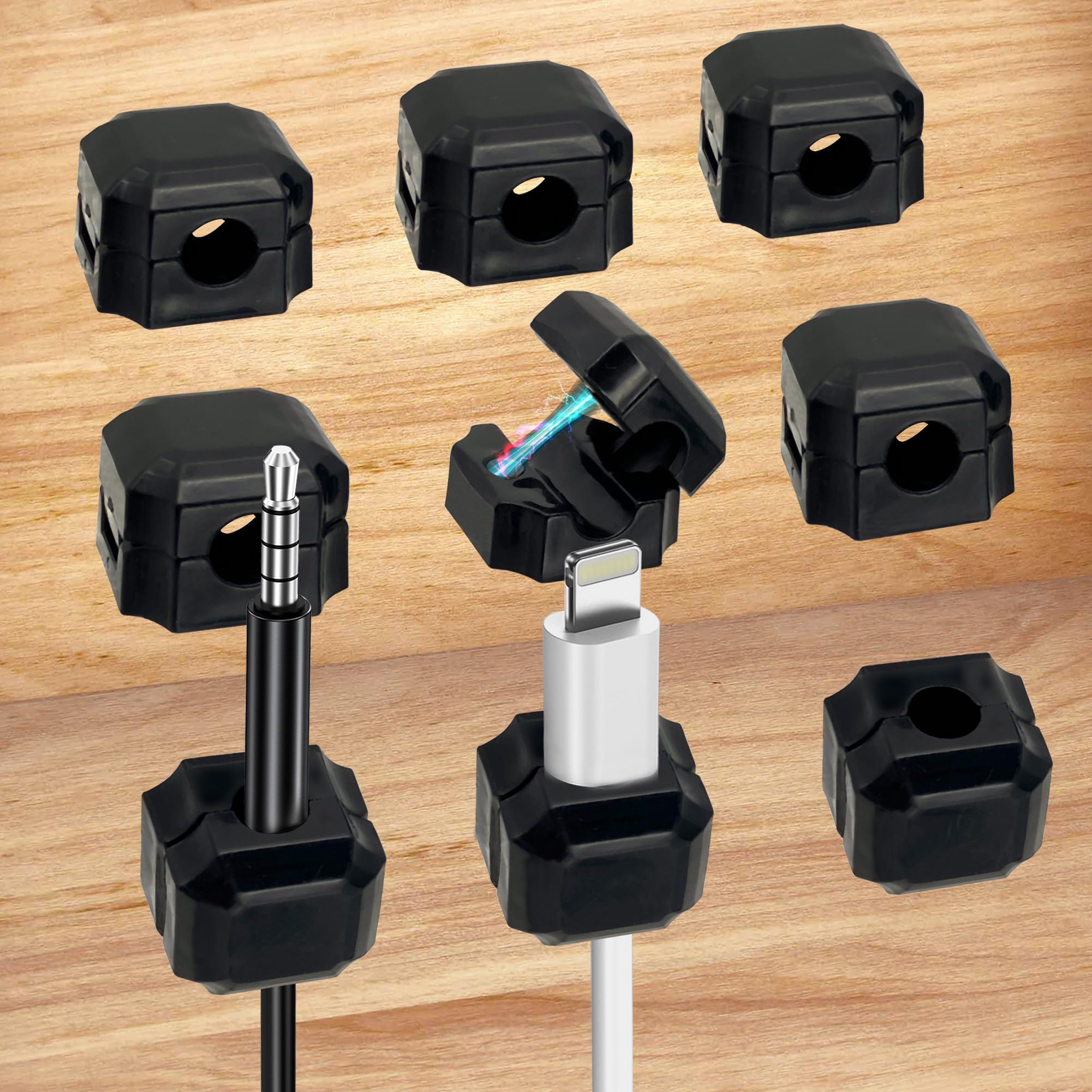 Photo 1 of 9pcs Magnetic Cable Clips - FonPeak Ultra-Adhesive Desk Cable Management Clips, Cord Organizer for Max 7.5mm/0.3 inches Cables, Suit for Desktop, Nightstand, Home, Office, Car, and Wall