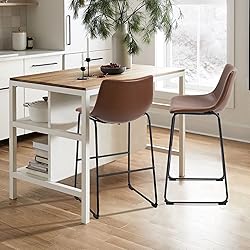 NicBex Retro Bar Stools Crazy-Horse Leather with