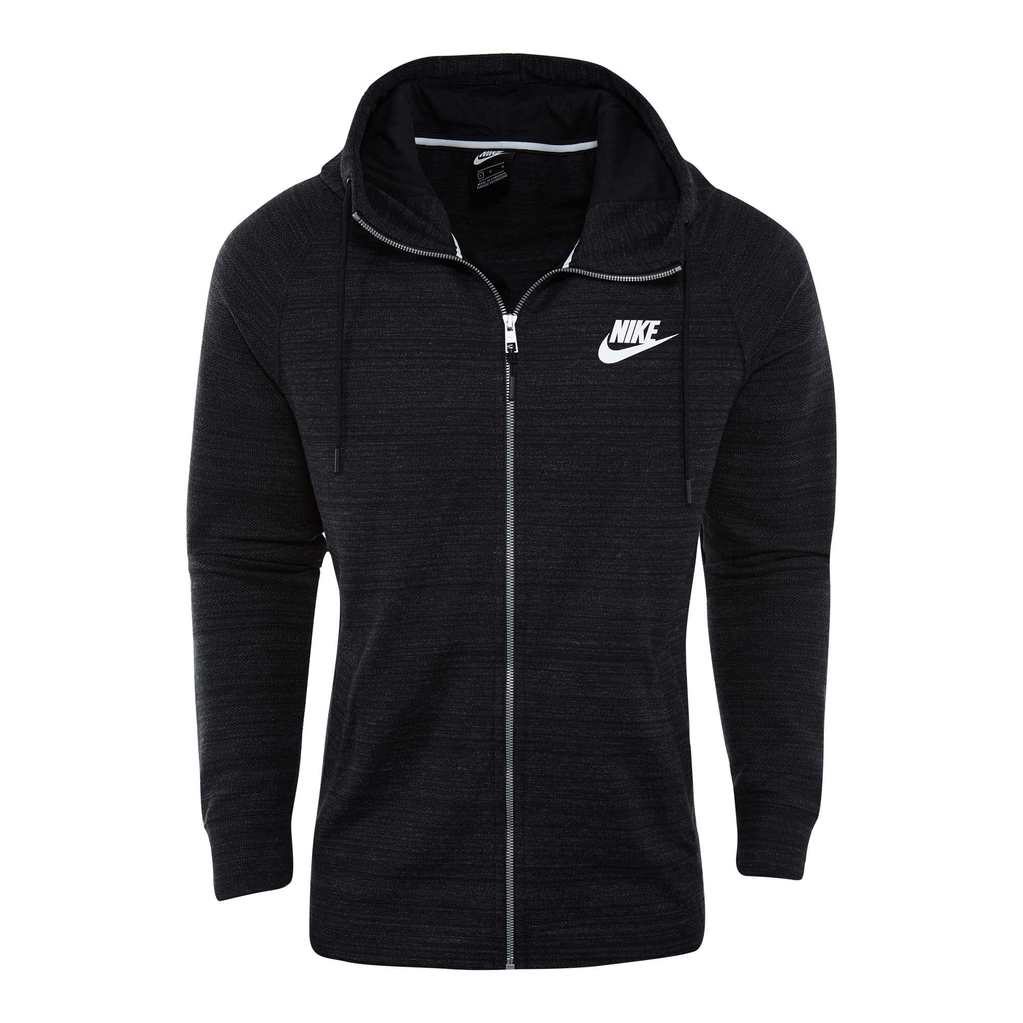 Nike Men Advance 15 Hooded Full Zip Top - Black/Heather/White, Large