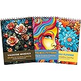 Set of 3 Adult Coloring Books Relaxation Gifts Arts and Crafts with Fun, Easy, and Mindfulness Coloring Pages to Relax, Anxiety and Depression with Stained Glass, Zentangle, Patterns