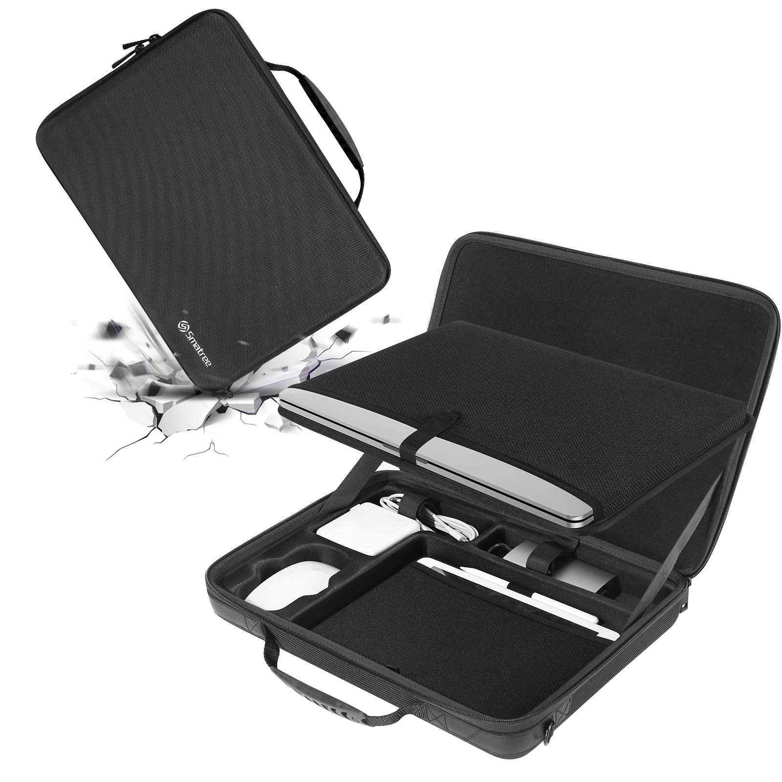 Smatree MacBook Pro 16 inch 2021 Briefcase Hard Case, Laptop Carry Case Compatible with 16 inch 2019/15.4 inch MacBook Pro 2013-2019 Model, 15.6 inch Bag with Accessory Compartment - Black