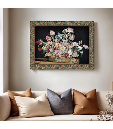 Tenture Murale Vintage Fruits Et Fleurs - 50x70cm - Noir Et Multicolore