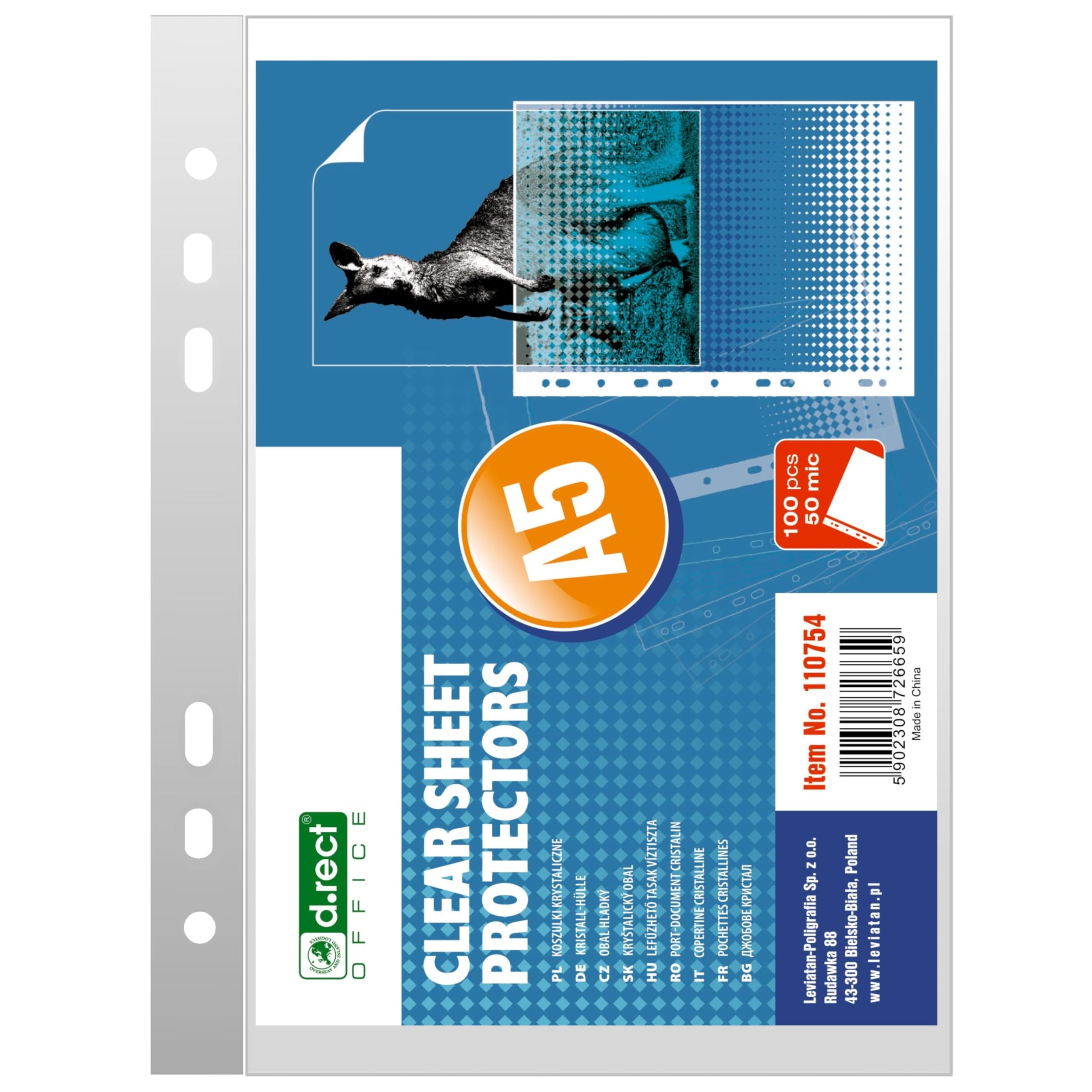 D.RECT A5 Document Wallets - Transparent Film Packaging (50 µm, 0.05 mm) - Pack of 100