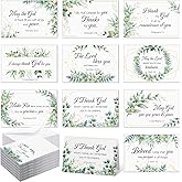 Motiskyy 100 Pack Religious Thank You Cards Bulk with Envelopes Stickers 10 Design Assortment with Scripture Blessings Inspirational Bible Verse Religious Thank You Cards (Leaf)