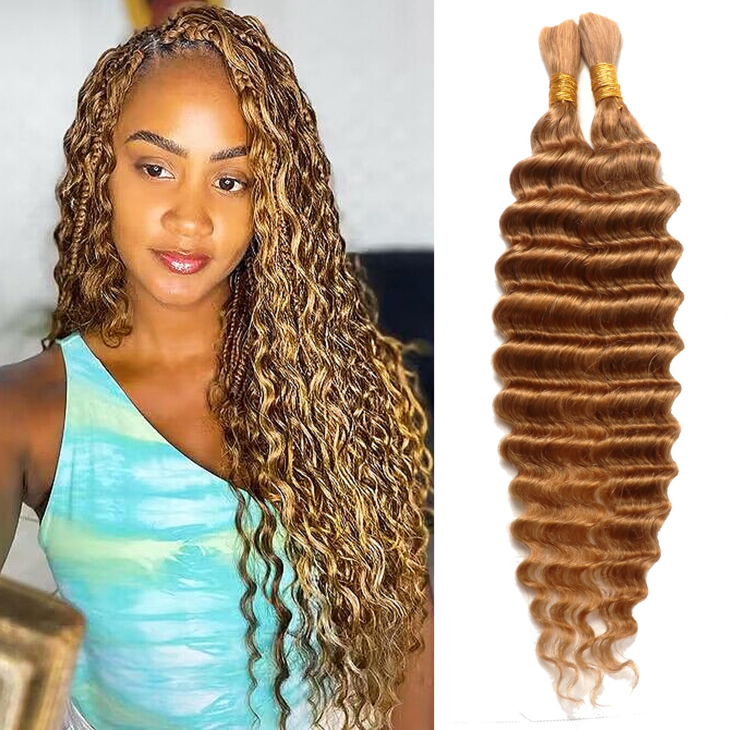 Hair for Boho Braids (Deep Wave 27#, 16Inch 100g(50gx2Bundles))