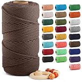 ZUEXT Macrame Cord, Brown, 5mm x 109yds Cotton String Macrame Yarn | 100% Natural Handmade, 4 Strands Twisted Cotton Rope, For Wall Hanging Plant Hangers Gift Wrapping Tapestry DIY Crafts, 100m