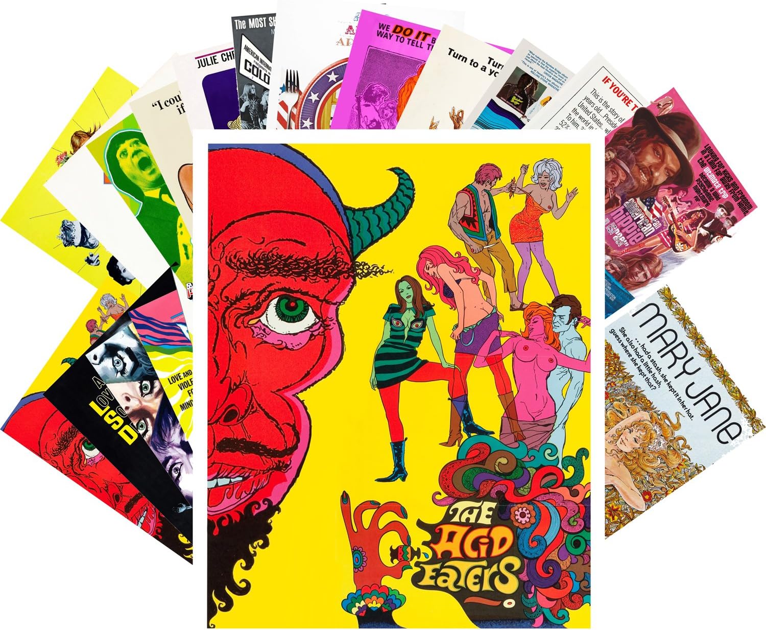 Postcard Set 24pcs Hippie and Psychedelic Movies Vintage Film Posters