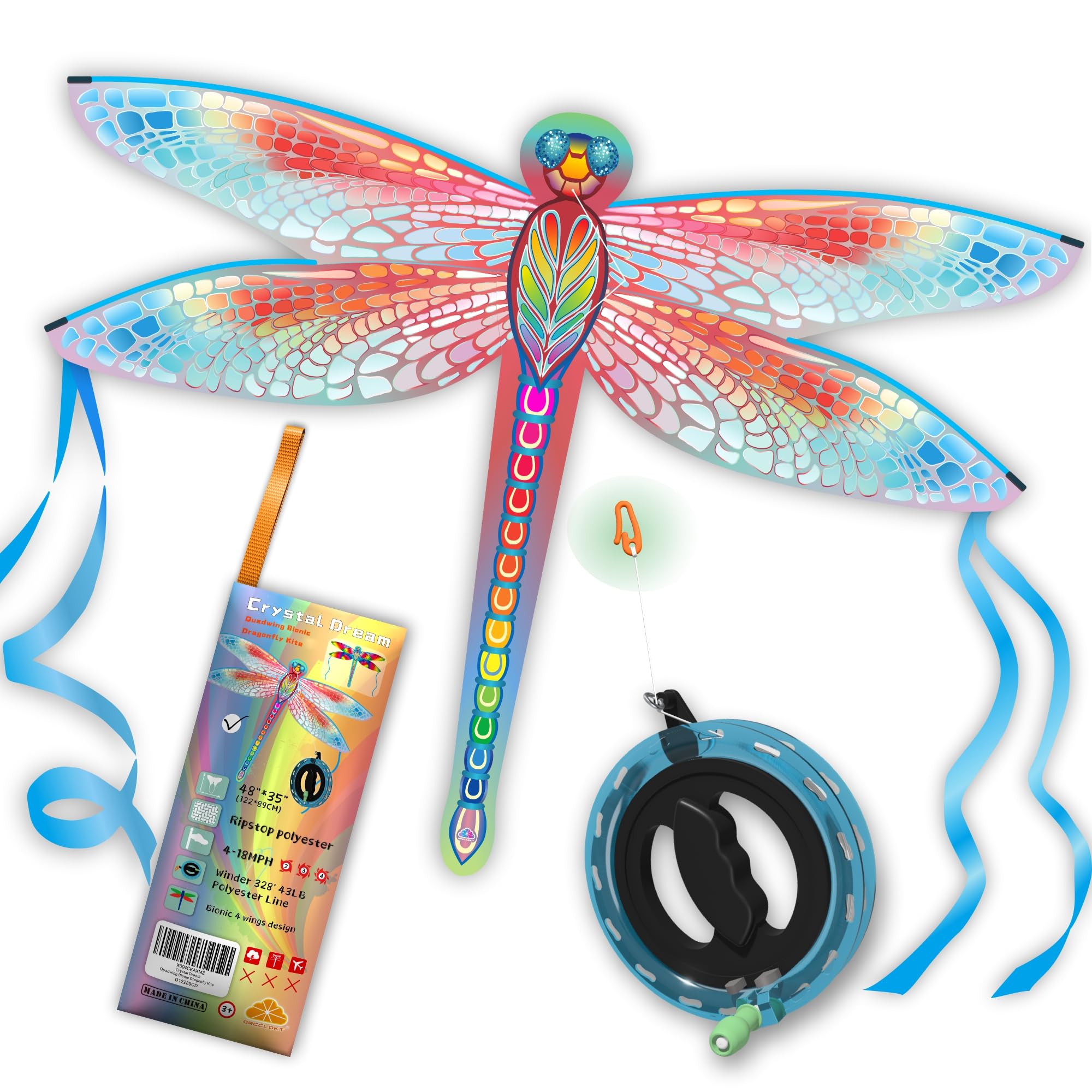 Photo 1 of ORGCLDKT-Quadwing Bionic Flying Insect Kite-Butterfly/Dragonfly Kite, Super Easy to Fly with, Ideal for Kids, Adults, Girls, Boys. Kites for The Beach, Grassland, Hiking