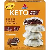 Atkins Keto Cookies &amp; Cr&egrave;me Clusters, 8 Count | 1g Net Carbs and Less Than 1g Sugar Per Serving, Low Carb, Keto Friendly, Crunchy and Creamy Texture, Individually Wrapped