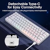 KOORUI 60% Mechanical Gaming Keyboard 69 Keys Blue Switch White Backlit USB C view 4