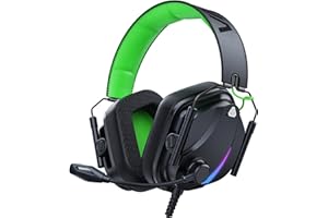 Vakedy HW12 Gaming Headset for PC,PS5,PS4,Xbox One,Switch,Gaming Headphones with Microphone Wired Headset with 3.5mm Audio Jack (Black/Green)
