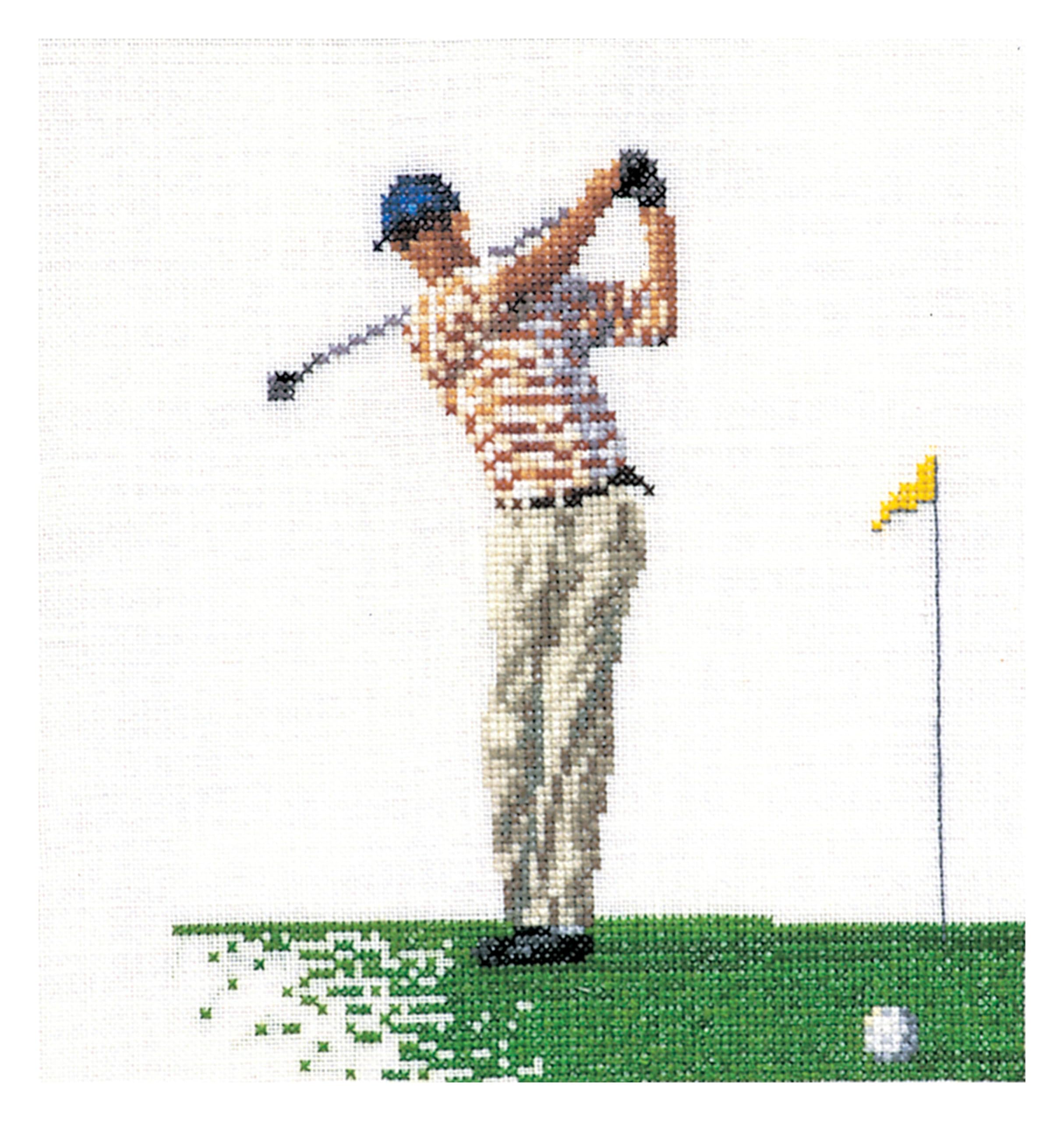 Thea Gouverneur Golf On Aida Counted Cross Stitch Kit-6.25-inch x 6.75-inch 18 Count