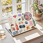 iCasso Compatible with MacBook Air 13 inch Case 2020-2018 Release A2337 M1 A2179 A1932, Cute Protective Plastic Hard Shell Case+Keyboard Cover for Mac Air 13.3,Vintage Stickers