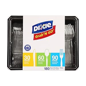 Dixie Heavy-Weight Polystyrene Plastic Fork, Teaspoon And Knife Cutlery Pack by GP PRO (Georgia-Pacific), Crystal, CH0369DX7, (90 Forks, 60 Spoons, and 30 Knives Per Kit, 1 Kit Per Case)