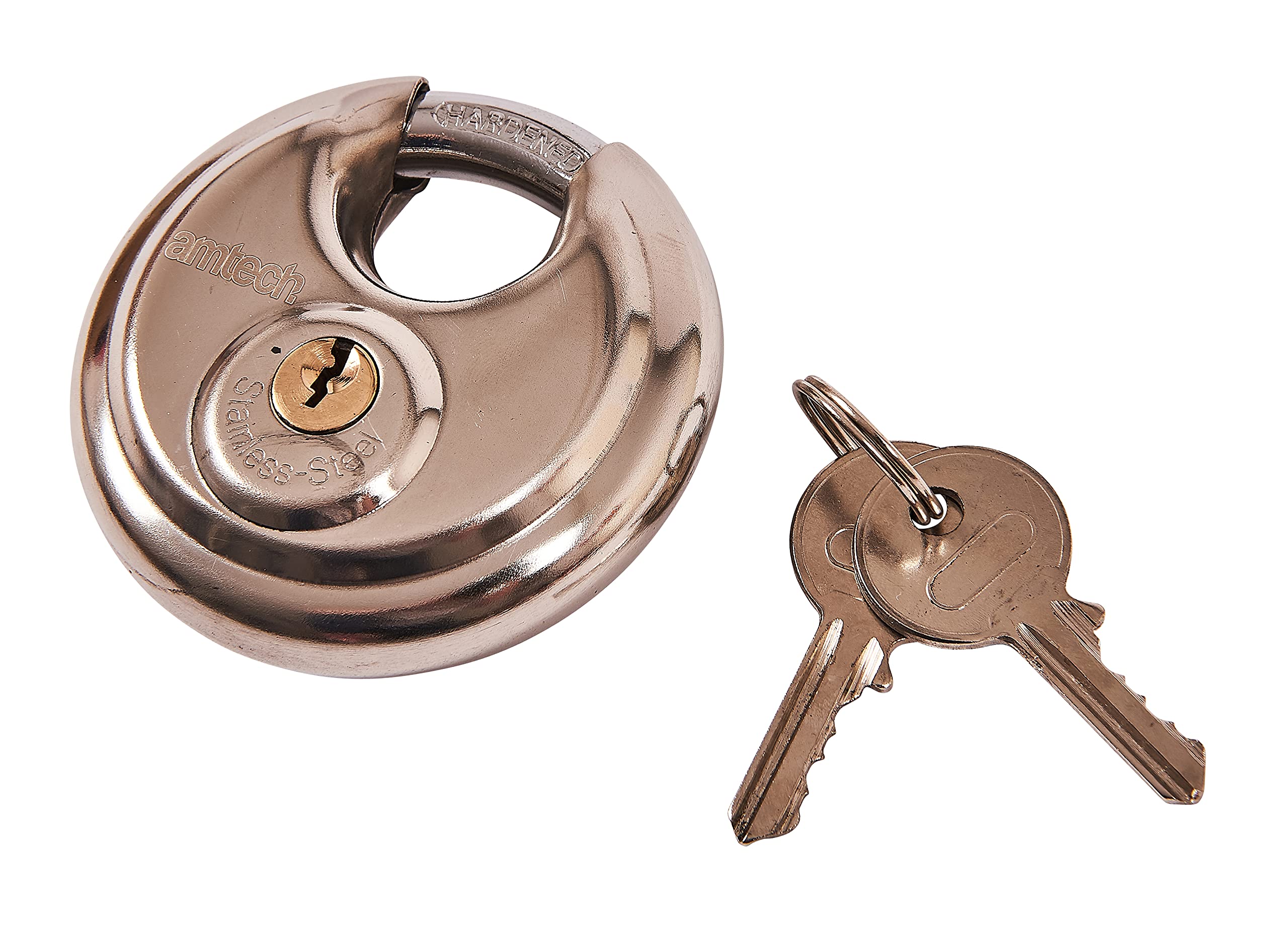 Amtech W4200 70mm Disc Padlock, Heavy Duty and Corrosion Resistant Stainless Steel Construction with 2 Keys — image 1