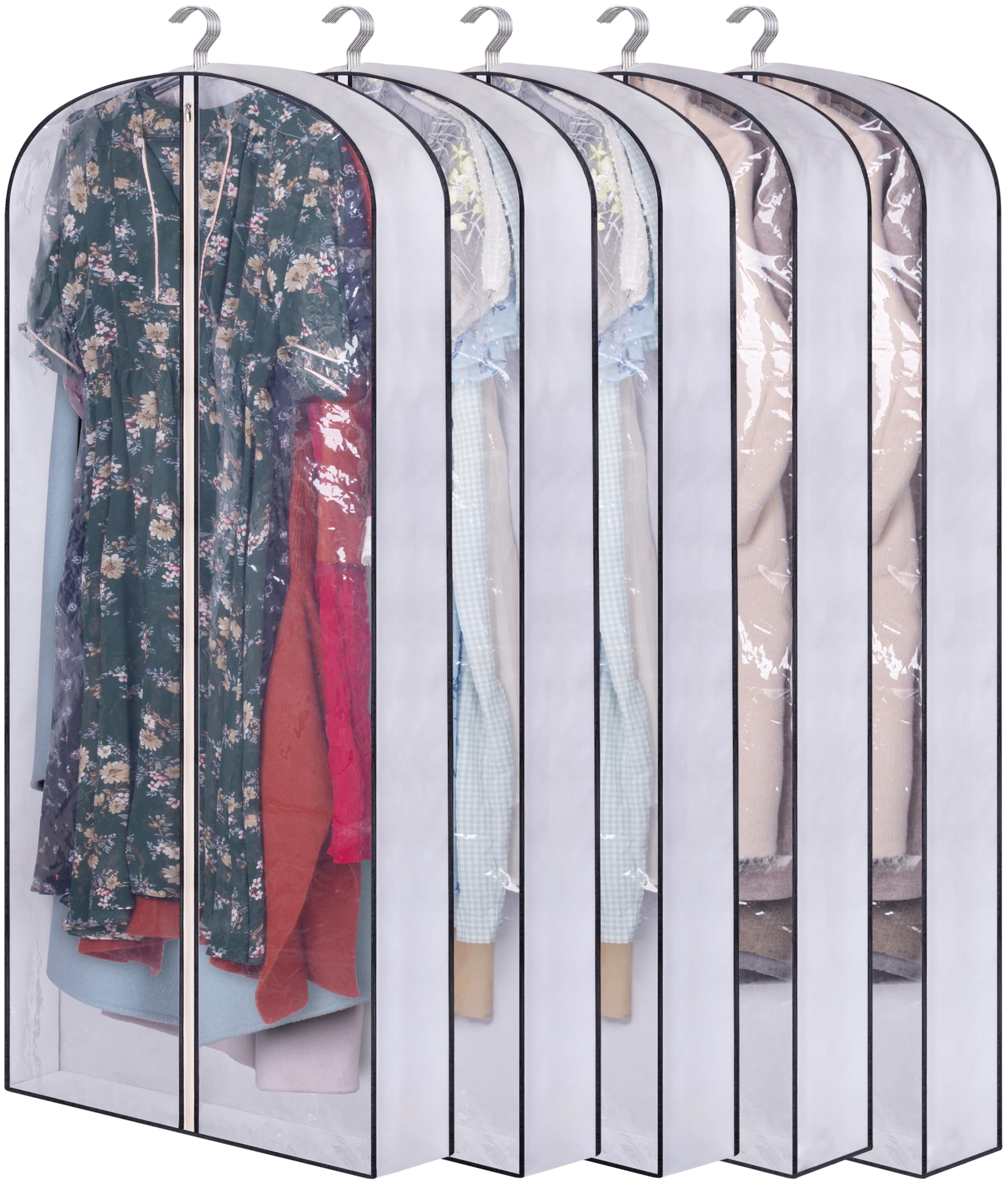 Photo 1 of SLEEPING LAMB 60" Long Hanging Garment Bags for Closet Storage Gusseted Clear Dress Bag for Clothes, Gowns, Coats, Suits, 5 Packs