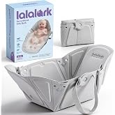 lalalark Foldable Baby Sink Bath, Infant Sink Bather with Non-Slip Support, 4-Hole Water Level Control, Slim Fold Design, Portable &amp; Easy to Store Baby Bath Support for Newborns and Infants 0&ndash;6 Months