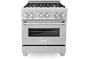 ZLINE 30 in. 4.0 cu. ft. Legacy Dual Fuel Range with 4 Burner Gas Cooktop and Electric Convection Oven in Satin Stainless Steel (RAS-SN-30)
