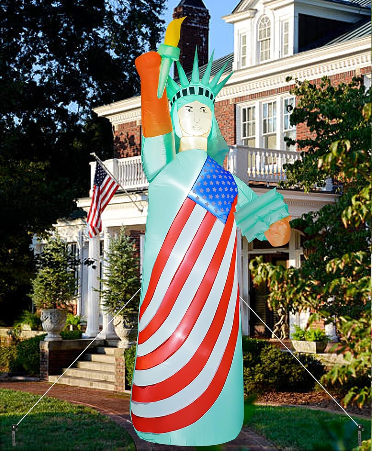 FUNPENY 9 FT Inflatable 4th of July Decorations for Outside, Outdoors, Statue of Liberty with LED Lights, Blow Up Freedom Patriotic Independence Memorial Day Holiday Yard Indoor Decor: Sports & Outdoors