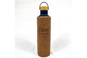 Jarvi The Sauna Bottle Icy Cold Water & Cool to Touch even in Hot Saunas - Natural Cork x Neoprene Outer Layer - Double Wall Insulated Steel Bottle. (Deep Blue, Large - 33 oz / 1 Litre)
