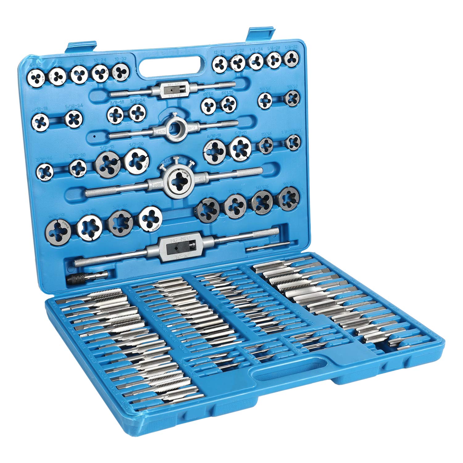 110 Piece Metric and SAE Standard Tap and Die Bearing Steel Titanium Tools Set Amazing Tour
