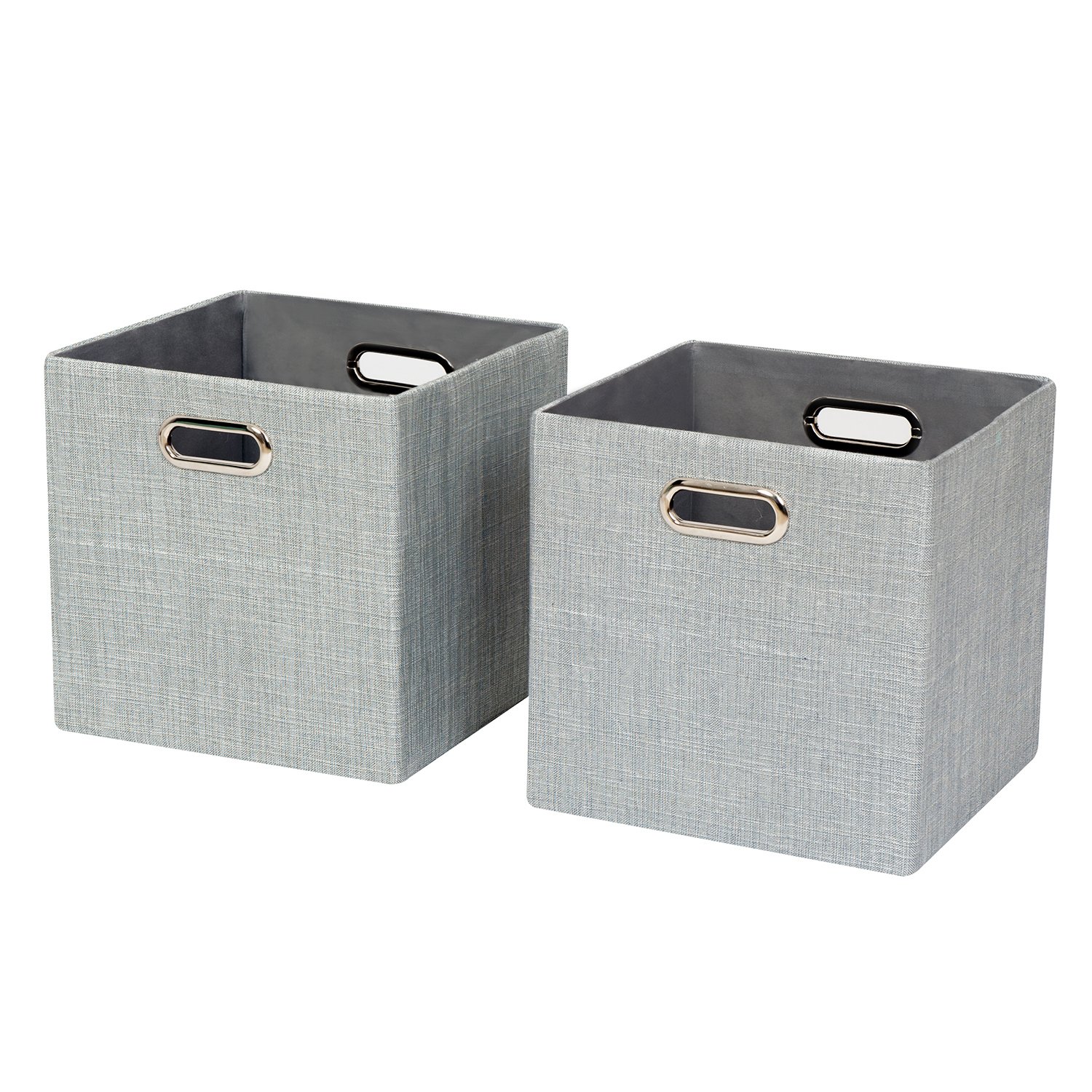 Posprica Foldable Storage Bins Boxes Cubes Container Baskets,11×11 Fabric Drawers for Bedroom, Closet, 2pcs, Sliver Grey