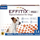 EFFITIX Plus Topical Solution for Dogs - Waterproof Flea and Tick Treatment for Small Dogs (11-22.9lbs) 3 Doses by Virbac