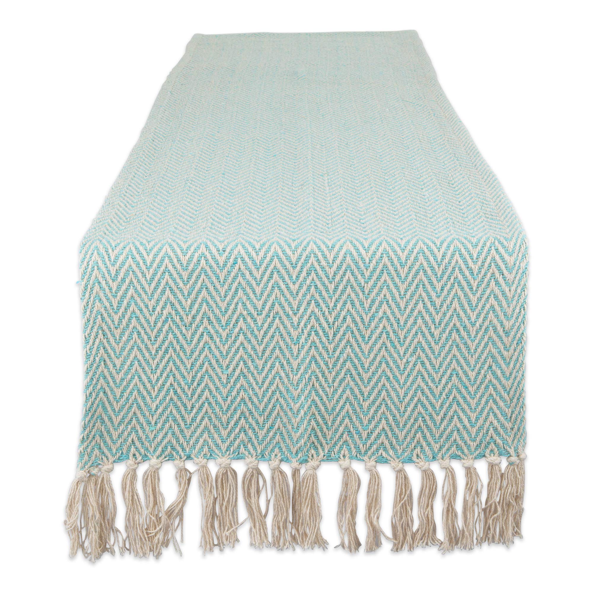 DII Chevron Table Runner, Cotton, Aqua, 15x72