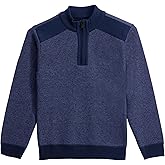 X RAY Boys (6-12) Quarter Zip Fleece Flannel Lining Sweater, Classic Fit Mock Neck Knit Kids Sweater for Fall and Winter