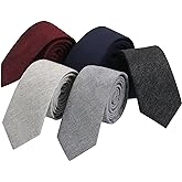 HOULIFE Ties for Men, Solid Mens Tie, Cotton Stripe Skinny Ties for Men, Slim Men’s Neckties for Wedding Party