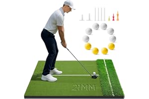 Golfguru Golf Mat 5x4ft-16mm/21mm/26mm Thickened Dual Turf Golf Hitting Mat with Alignment Aid, Dense Elite Mats Practice Outdoor Indoor, Chipping Training Matt for Backyard Garage Driving Simulators
