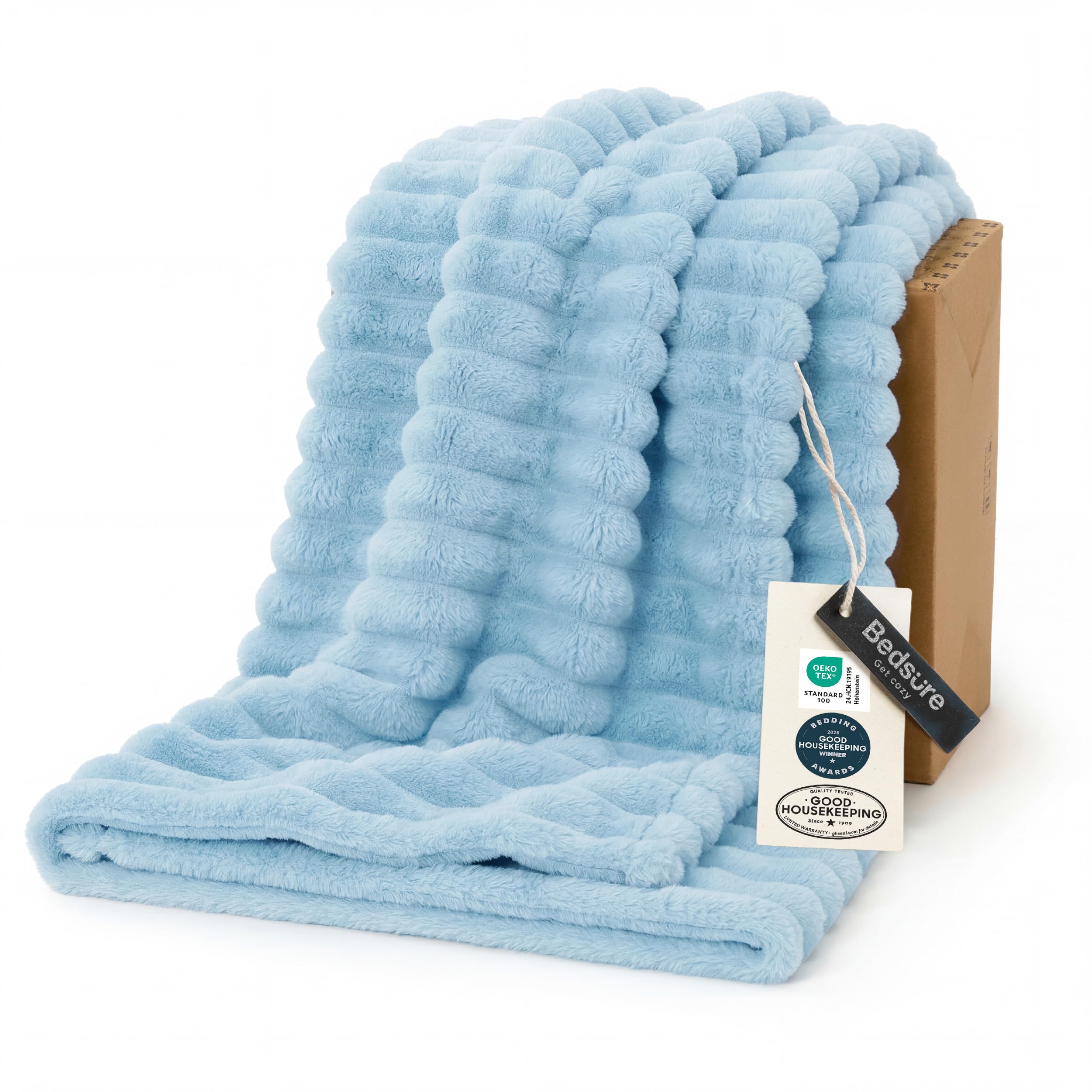 Bedsure Soft Light Blue Throw Blanket for Couch Decor Gifts 50"x60"