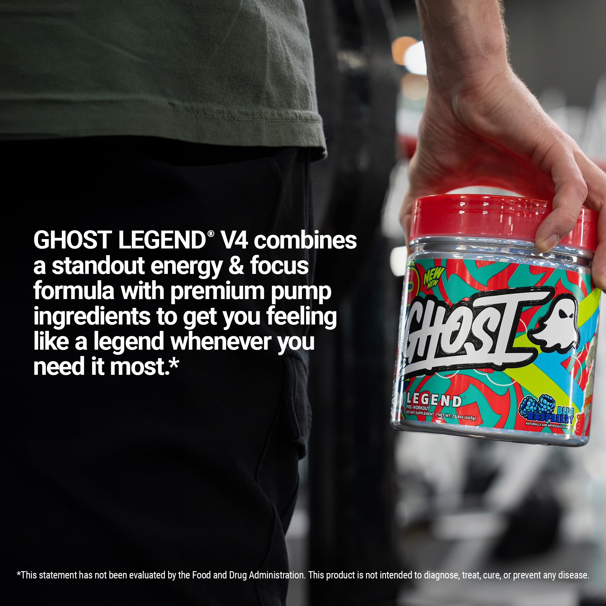 GHOST Legend Pre-Workout Powder, Blue Raspberry - 30 Servings – Pre-Workout for Men & Women with Choline, L-Citrulline, & Beta Alanine for Energy & Focus