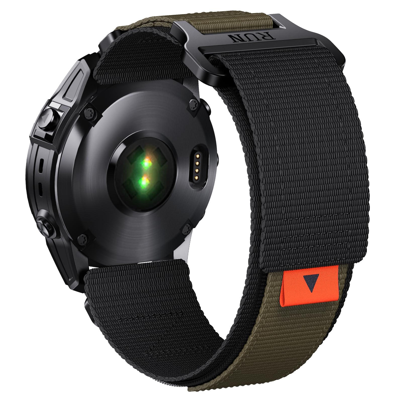 NotoCity Watch Strap Nylon Compatible with Garmin Fenix 6x pro, 26mm Quickfit Watch Band for Garmin Fenix 7X/6X/5X/3/3HR, Descent MK1/MK 2i/MK 2 with Replacement Woven Loop Band(Balck/Army Green)