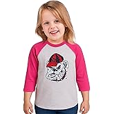 Little King NCAA Toddler Girls Pink Sparkle 3/4 Raglan T-Shirt with Glitter Logo-Cotton- Sizes 2T 3T 4T 5T