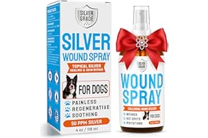 SILVER GRADE Hot Spot Treatment for Dogs – Silver Wound Spray Helps with Irritation, Bites, Burns, Rashes, Itch, Scratching – Better Use with a Dog Cone – 4 oz