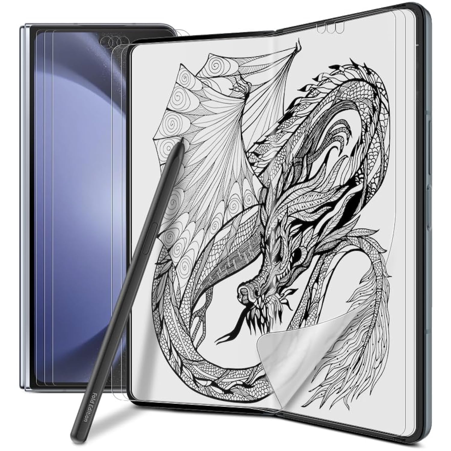 Photo 1 of DIACUBE [3+3] for Samsung Galaxy Z Fold 5, Paperfeel Anti-Glare Matte Screen Protector, 3 Pack Inside Paperfeel Film + 3 Pack Front Anti-Glare Matte Film, Anti-Fingerprint, Self-Healing, Bubble Free Easy Installation with Alignment Applicator