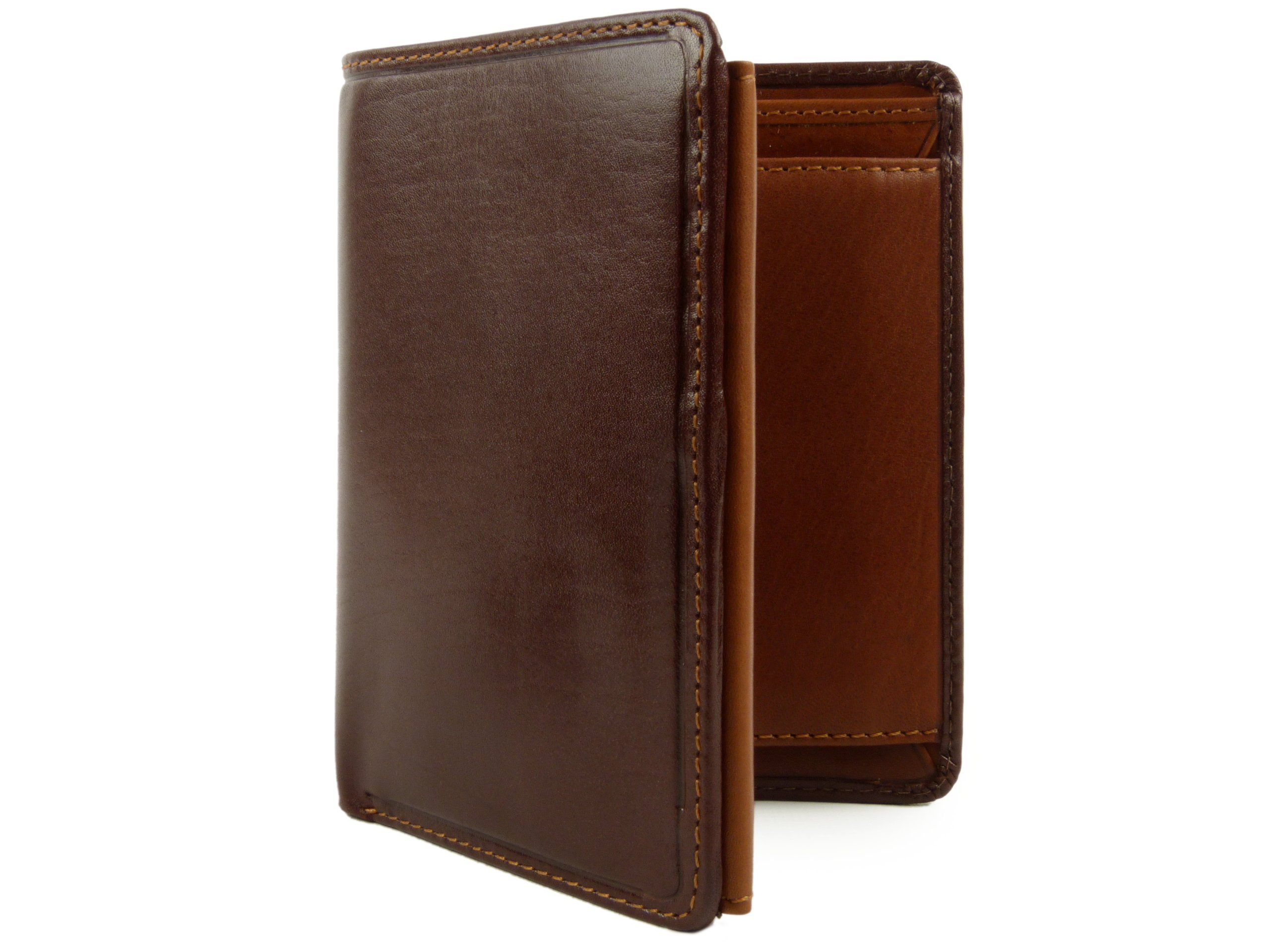 Visconti Mens Leather North/South Wallet Torino Collection Brown & Tan