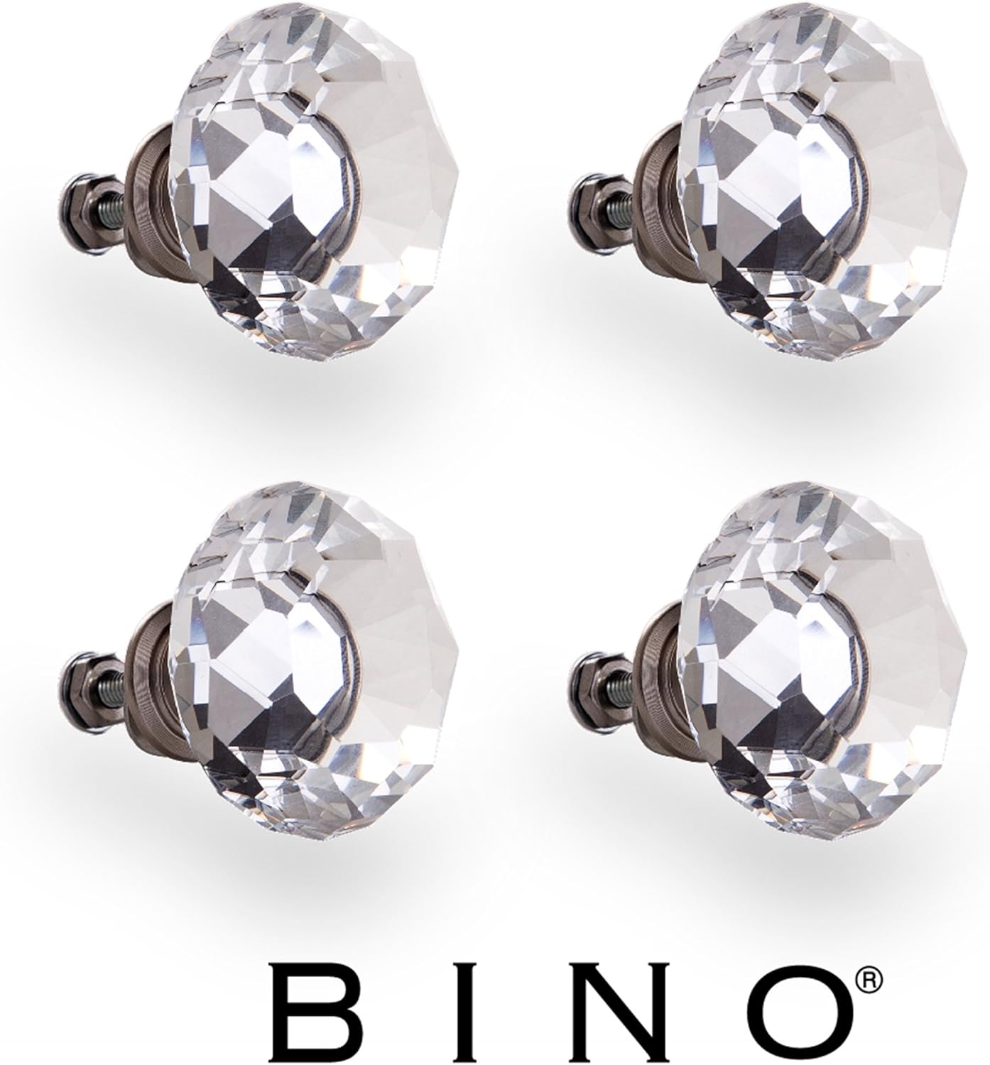 Bino 4 Pack Crystal Drawer Knobs 1 5 Diameter 38mm Satin