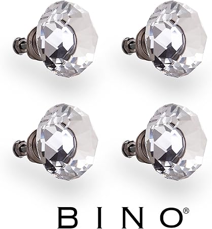 Bino 4 Pack Crystal Drawer Knobs 1 5 Diameter 38mm Satin