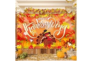 SOPHENA Large Thanksgiving Banner Decorations Outdoor 72x44 Inch,Turkey Maple Leaf Pumpkin Decorations Gifts for Indoor Home House Decor Party Supplies,Yard Sign Background for Photography