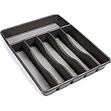 Rubbermaid No-Slip Silverware Tray Organizer, Large, Black with Grey