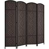 RHF Room Divider, 4 Panel Partition Room Dividers Screen, Dark Coffee | 16in Folding Privacy Screen Panel,6ft Tall Temporary Wall Divider,Room Separation,Space Separator for Bedroom,Living Room