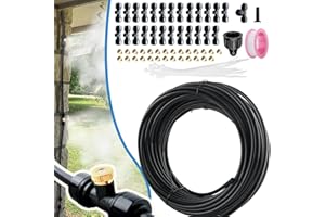 ANOTHERA Misters for Outside Patio,Misting System 80 FT Misting Line with 25 Brass Mist Nozzles, 3/4" Brass Adapter, Outdoor Mister for Patio Garden Greenhouse Trampoline Waterpark…