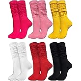 WILLBASIC 6 Pairs Slouch Socks for Women, Soft Extra Long Thick High Slouch Slouchy Sock for Women Mothers Gifts
