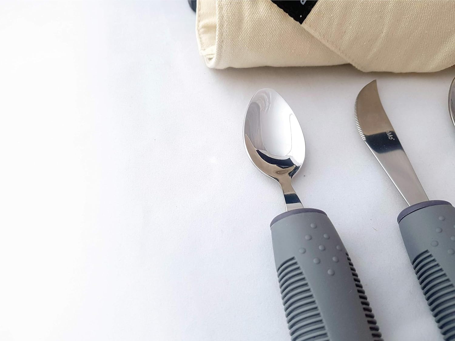 BUNMO Adaptive Utensils for Elderly/Arthritis/Weak Hand Grip & Handicapped - Convenient Travel Pouch: Health & Personal Care